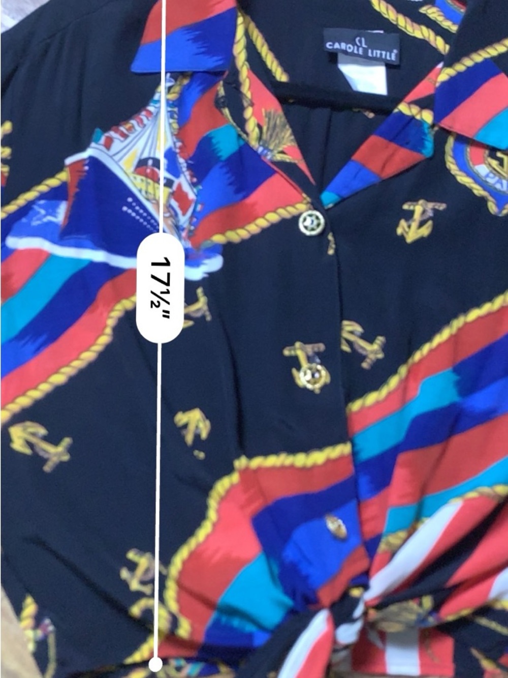 Women's Black Multi-Color Satin Button-Front Tie Blouse - Picture 11 of 15